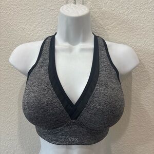 Victoria's Secret 32DD Sports Bra Deep V Neck Padded Push Up Heathered Gray